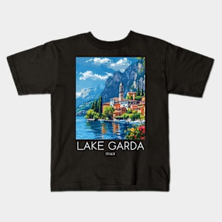 A Pop Art Travel Print of Lake Garda - Italy Kids T-Shirt